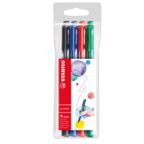 Astuccio 4 pennarelli Point Max punta 0,8mm azzurro/verde/rosa/viola Stabilo